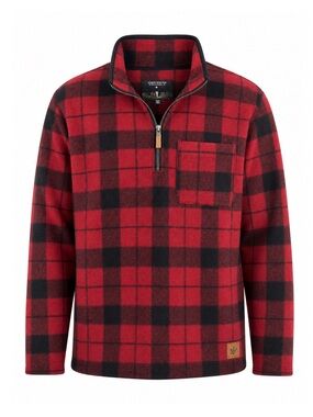 John Wayne Stock & Supply Men Buffalo Plaid Quarter-Zip Fleece XXL Western Work